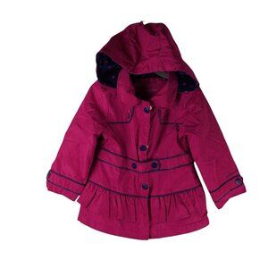 Toddler London Fog Pink Hooded Jacket With Polka Dot Lining Size 2T